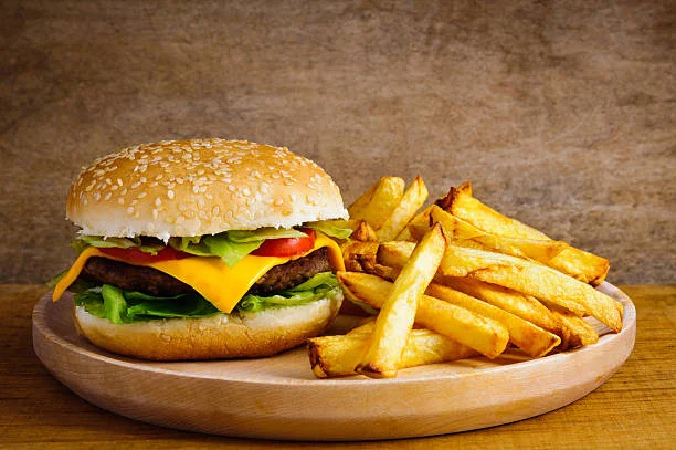 Burger with chips menu item