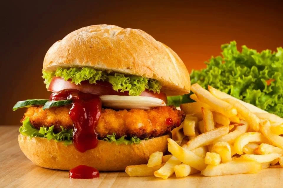 Burger with chips menu item