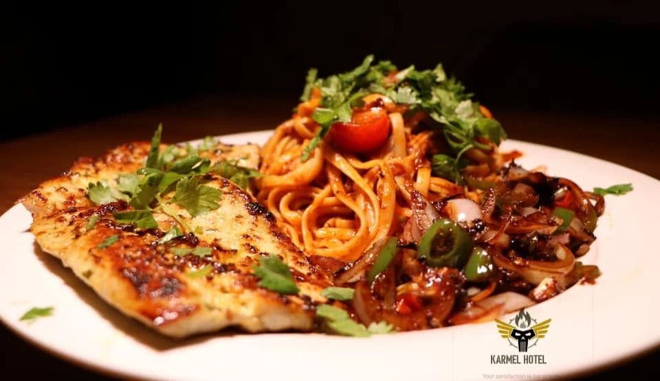 basta with fish menu item